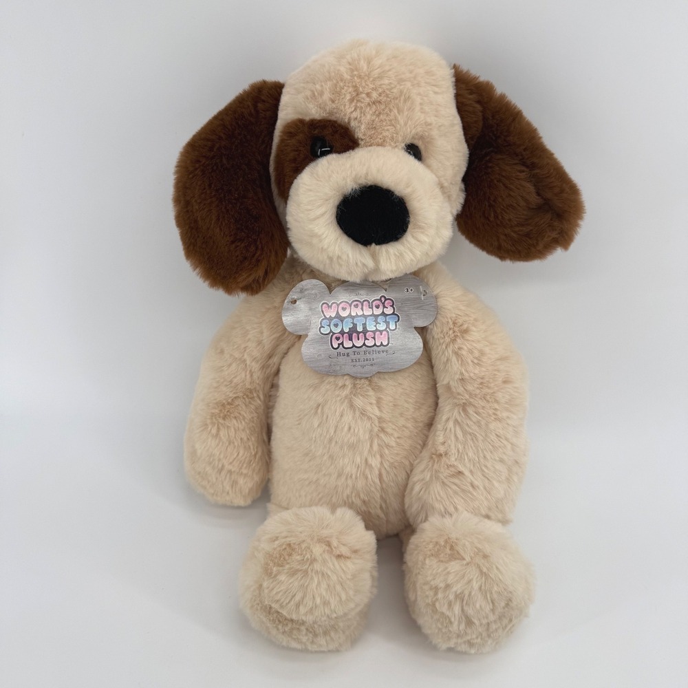 Worlds Softest Plush Duds Doggie Cream Brown 16 inch Lushee WS04093 NEW